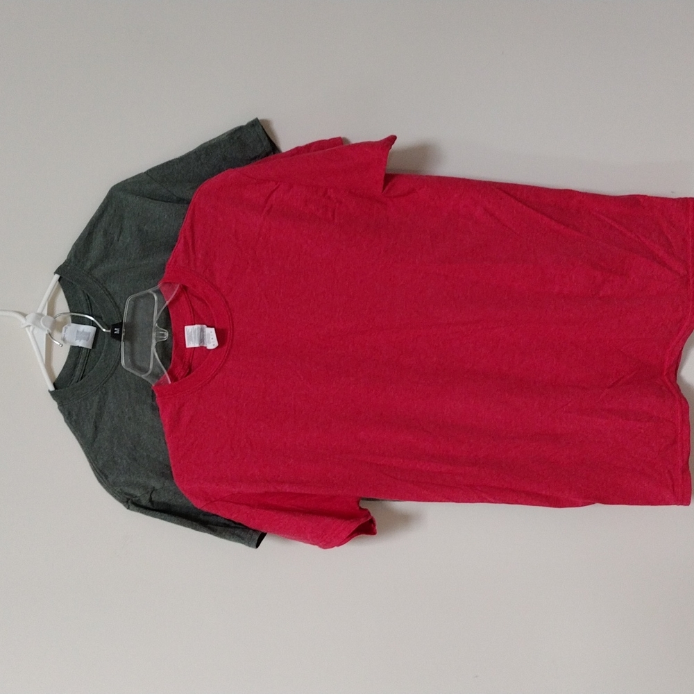 Two Medium Unisex Shirts in Red and Green
